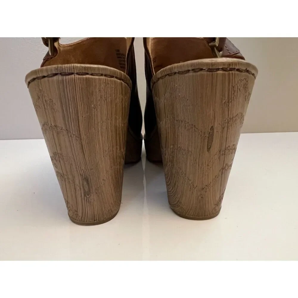 Born Brown Leather Platform Clogs